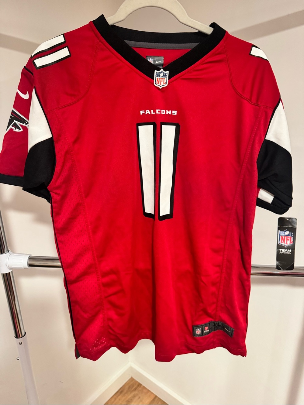 NWT XL Nike Red Atlanta Falcons #11 Football Jersey with Black & White Accents